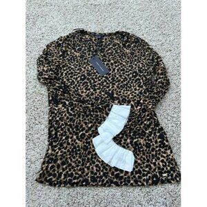 Tommy Hilfiger Animal Print Long Sleeve Sheer Hem Pull Over Casual Size Small